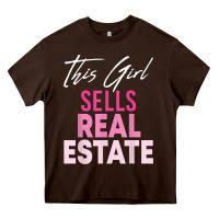 Chocolate Brown this girl sells real estate realtor real estate agent broker t shirt Heavy Core Tee - linhVisuals