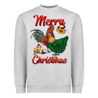 Heather Grey merry christmas chickens Heavyweight Sweatshirt - RanaPortraitStore