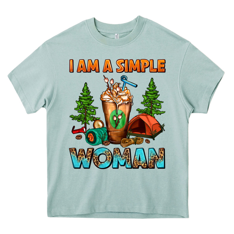 I Am A Simple Woman Camping Frappe Heavy Core Tee by FaDigitalArtStudio | Teevron