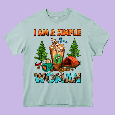 I Am A Simple Woman Camping Frappe Heavy Core Tee Designed By Fadigitalartstudio