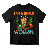 Black I Am A Simple Woman Camping Frappe Heavy Core Tee - FaDigitalArtStudio