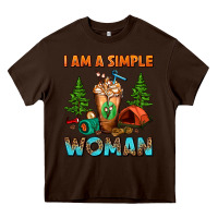 Chocolate Brown I Am A Simple Woman Camping Frappe Heavy Core Tee - FaDigitalArtStudio