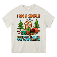 Cream I Am A Simple Woman Camping Frappe Heavy Core Tee - FaDigitalArtStudio
