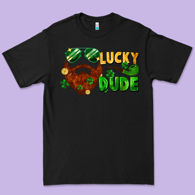 Lucky Dude Saint Patrick's Bearded Man Premium Tee Designed By Fadigitalartstudio