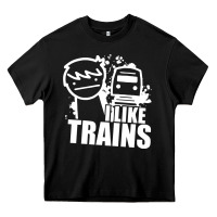 Black i like trains Heavy Core Tee - linhVisuals