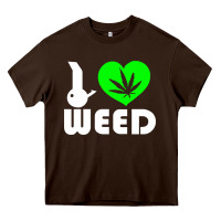Chocolate Brown i love weed fun Heavy Core Tee - linhVisuals