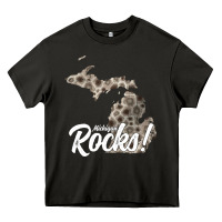 Asphalt great lakes shaped men women petoskey stone michigan rocks pullover ho Heavy Core Tee - linhVisuals