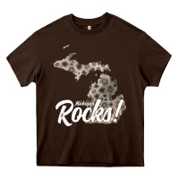 Chocolate Brown great lakes shaped men women petoskey stone michigan rocks pullover ho Heavy Core Tee - linhVisuals