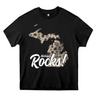 Black great lakes shaped men women petoskey stone michigan rocks pullover ho Heavy Core Tee - linhVisuals