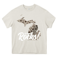 Cream great lakes shaped men women petoskey stone michigan rocks pullover ho Heavy Core Tee - linhVisuals