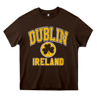 Chocolate Brown womens dublin ireland varsity style shamrock green with amber print v Heavy Core Tee - linhVisuals