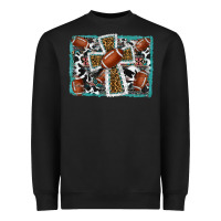 Football Cross Aztec Leopard Background Heavyweight Sweatshirt | Teevron