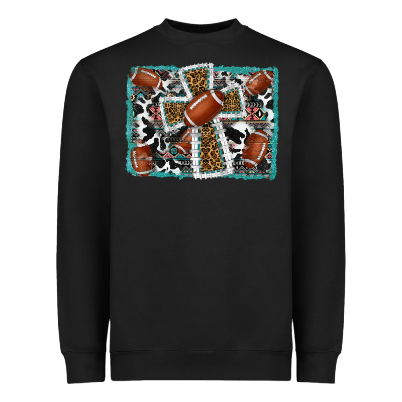 Football Cross Aztec Leopard Background Heavyweight Sweatshirt by RanaPortraitStore | Teevron
