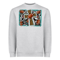 Heather Grey football cross aztec leopard background Heavyweight Sweatshirt - RanaPortraitStore
