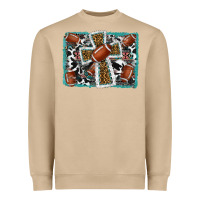 Mushroom football cross aztec leopard background Heavyweight Sweatshirt - RanaPortraitStore