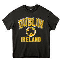 Asphalt womens dublin ireland varsity style shamrock green with amber print v Heavy Core Tee - linhVisuals