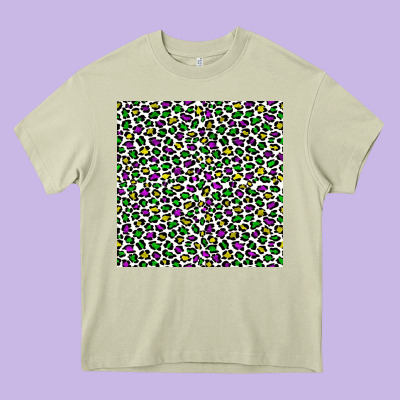 Mardi Gras Leopard  Seamless Pattern Heavy Core Tee Designed By Fadigitalartstudio