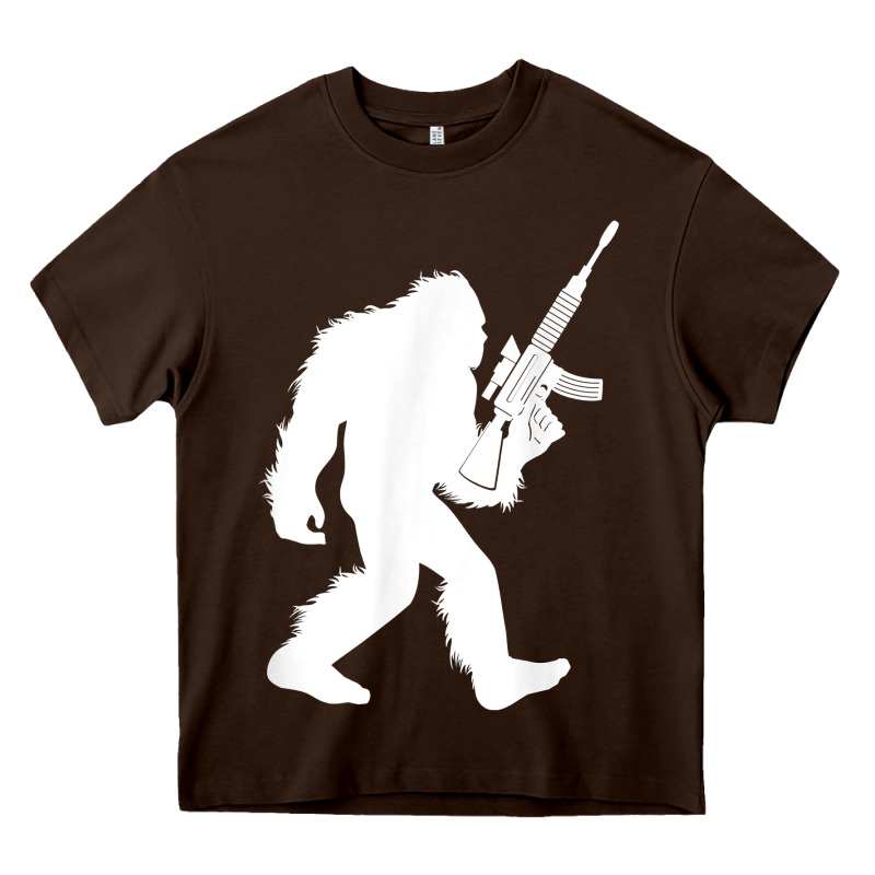 Bigfoot With Rifle Sasquatch 2nd Amendment Gun T Shirt Heavy Core Tee by linhVisuals | Teevron