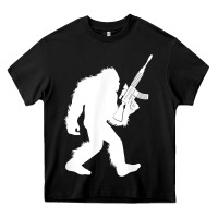 Black bigfoot with rifle sasquatch 2nd amendment gun t shirt Heavy Core Tee - linhVisuals