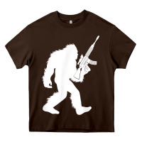 Chocolate Brown bigfoot with rifle sasquatch 2nd amendment gun t shirt Heavy Core Tee - linhVisuals