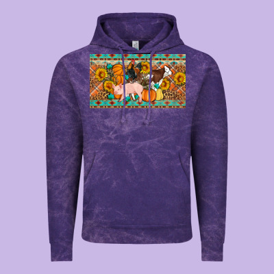 Fall Farm Animals Cow Pig Rooster Vintage Hoodie Designed By Artiststas