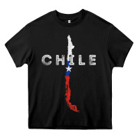 Black chilean map and flag   distressed chile souvenir t shirt Heavy Core Tee - linhVisuals