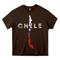 Chocolate Brown chilean map and flag   distressed chile souvenir t shirt Heavy Core Tee - linhVisuals