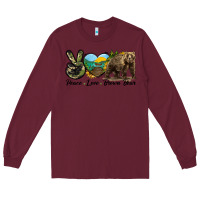 Burgundy Peace Love Brown Bear Long Sleeve Tee - LillyAllenDesigns