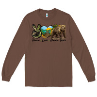 Chestnut Peace Love Brown Bear Long Sleeve Tee - LillyAllenDesigns