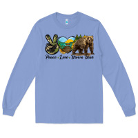 Colony Blue Peace Love Brown Bear Long Sleeve Tee - LillyAllenDesigns