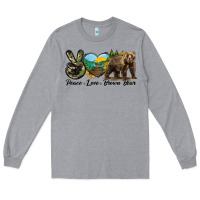 Heather Grey Peace Love Brown Bear Long Sleeve Tee - LillyAllenDesigns