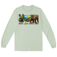 Matcha Peace Love Brown Bear Long Sleeve Tee - LillyAllenDesigns