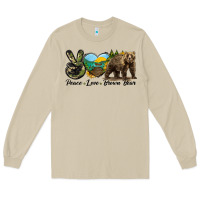 Mushroom Peace Love Brown Bear Long Sleeve Tee - LillyAllenDesigns