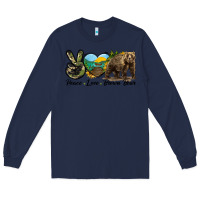 Navy Peace Love Brown Bear Long Sleeve Tee - LillyAllenDesigns
