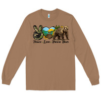 Toasted Coconut Peace Love Brown Bear Long Sleeve Tee - LillyAllenDesigns