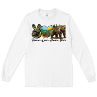 White Peace Love Brown Bear Long Sleeve Tee - LillyAllenDesigns
