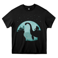 Black bigfoot riding loch ness monster sasquatch ufo abduction pullover hood Heavy Core Tee - linhVisuals