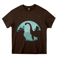 Chocolate Brown bigfoot riding loch ness monster sasquatch ufo abduction pullover hood Heavy Core Tee - linhVisuals