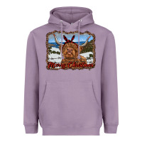 Lavender merry christmas highland cow with farm Heavyweight Hoodie - RanaPortraitStore