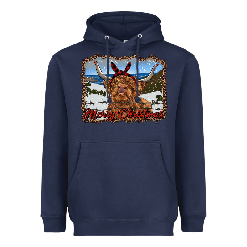 Merry Christmas Highland Cow With Farm Heavyweight Hoodie by RanaPortraitStore | Teevron