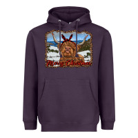 Plum merry christmas highland cow with farm Heavyweight Hoodie - RanaPortraitStore