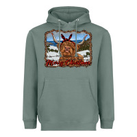 Sage merry christmas highland cow with farm Heavyweight Hoodie - RanaPortraitStore