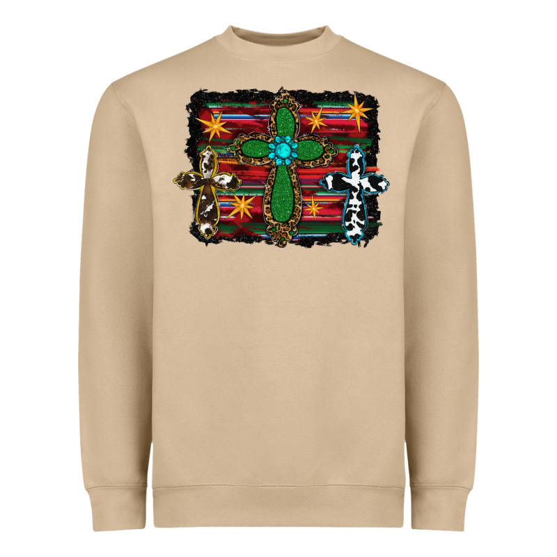 Cross Leopard Cowhide Glitter Serape Heavyweight Sweatshirt by RanaPortraitStore | Teevron