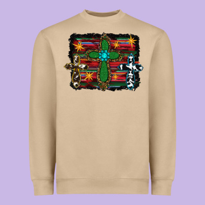 Cross Leopard Cowhide Glitter Serape Heavyweight Sweatshirt Designed By Ranaportraitstore