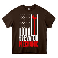Chocolate Brown elevator mechanic american flag gift for elevator technician t shirt Heavy Core Tee - linhVisuals