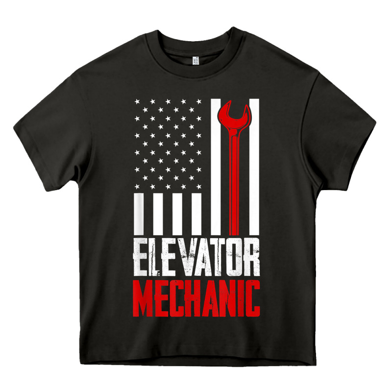 Elevator Mechanic American Flag Gift For Elevator Technician T Shirt Heavy Core Tee by linhVisuals | Teevron