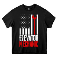Black elevator mechanic american flag gift for elevator technician t shirt Heavy Core Tee - linhVisuals
