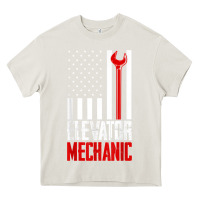 Cream elevator mechanic american flag gift for elevator technician t shirt Heavy Core Tee - linhVisuals