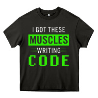 Funny Programmer Writing Code Muscles Meme For Computer Geek Heavy Core Tee | Teevron