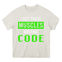 Cream funny programmer writing code muscles meme for computer geek Heavy Core Tee - linhVisuals